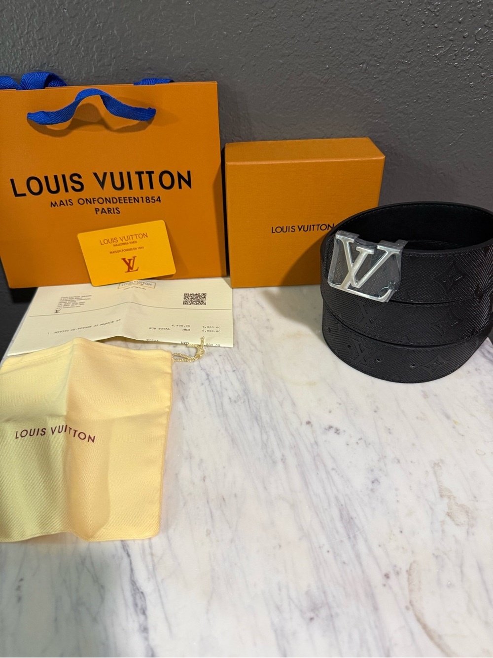 Black with Grey buckled LV Belt